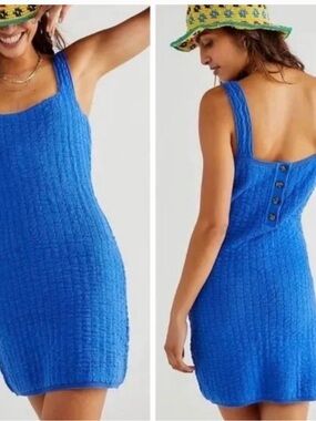 Free People FP Beach Short & Sweet Textured Knit Tank Mini Dress